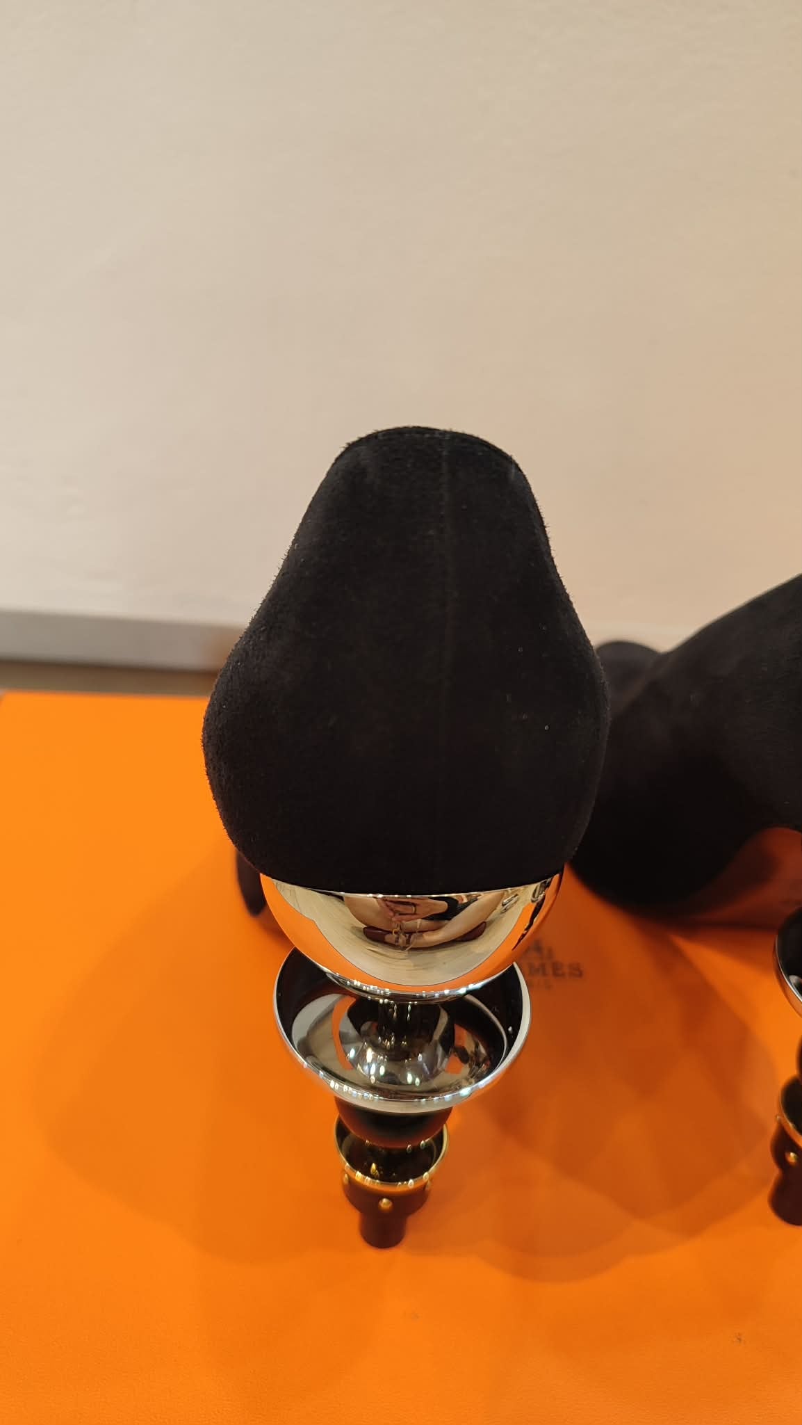 Hermes Pump Heels Velvet Noir Size 37