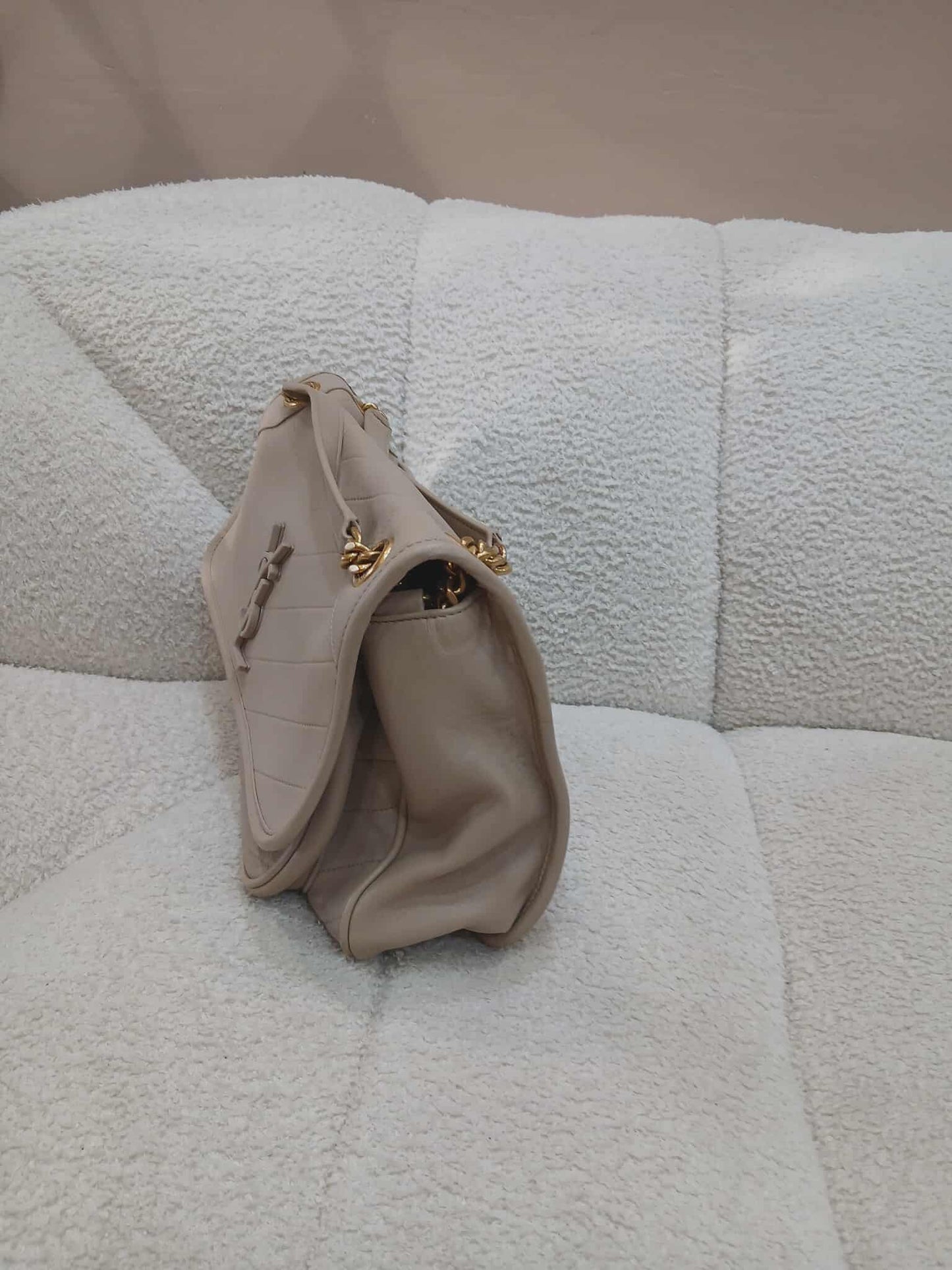 Saint Laurent Niki Leather Beige Bag