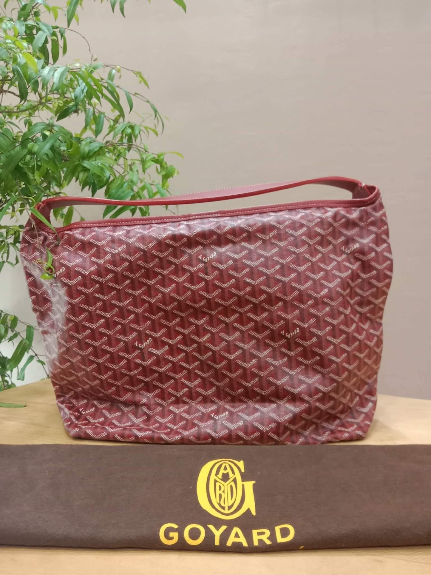 Goyard Boheme Hobo Bag Red Monogram Canvas Fidji Chevron Print