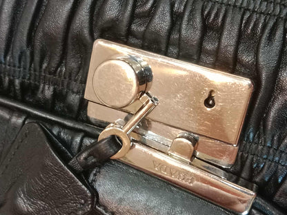 Prada Women's Leather Gaufre Black