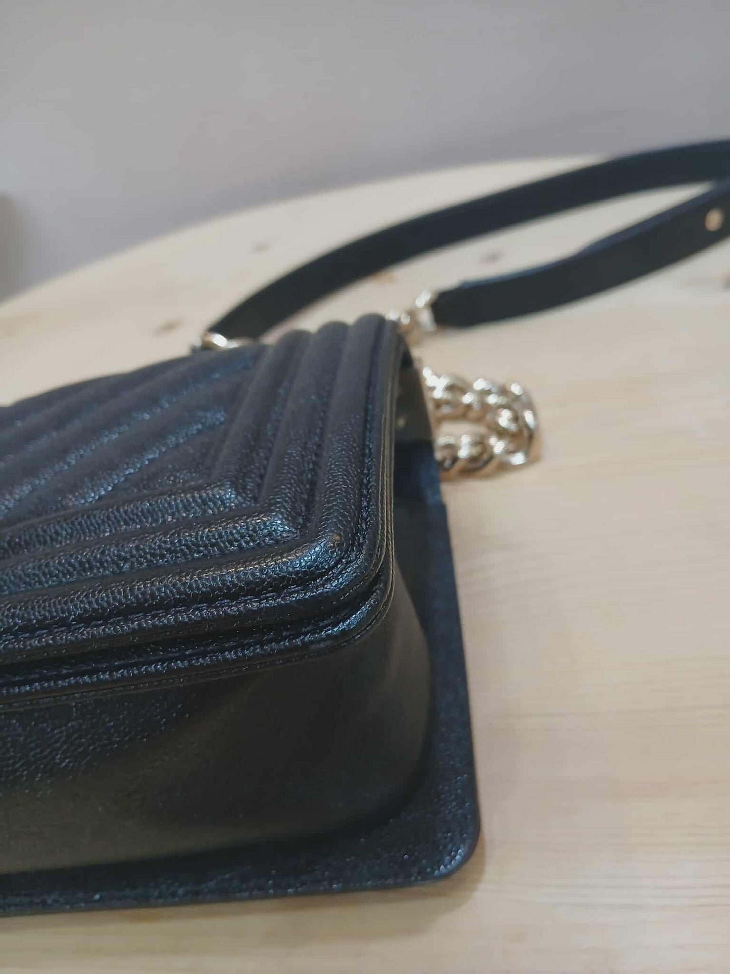 Chanel Leboy Chevron Caviar Small Black Series 29