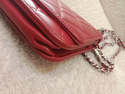 Chanel Classic Wallet On Chain Red Lambskin Series 16