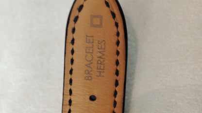 Hermes H Watch Noir Croc Leather Strap