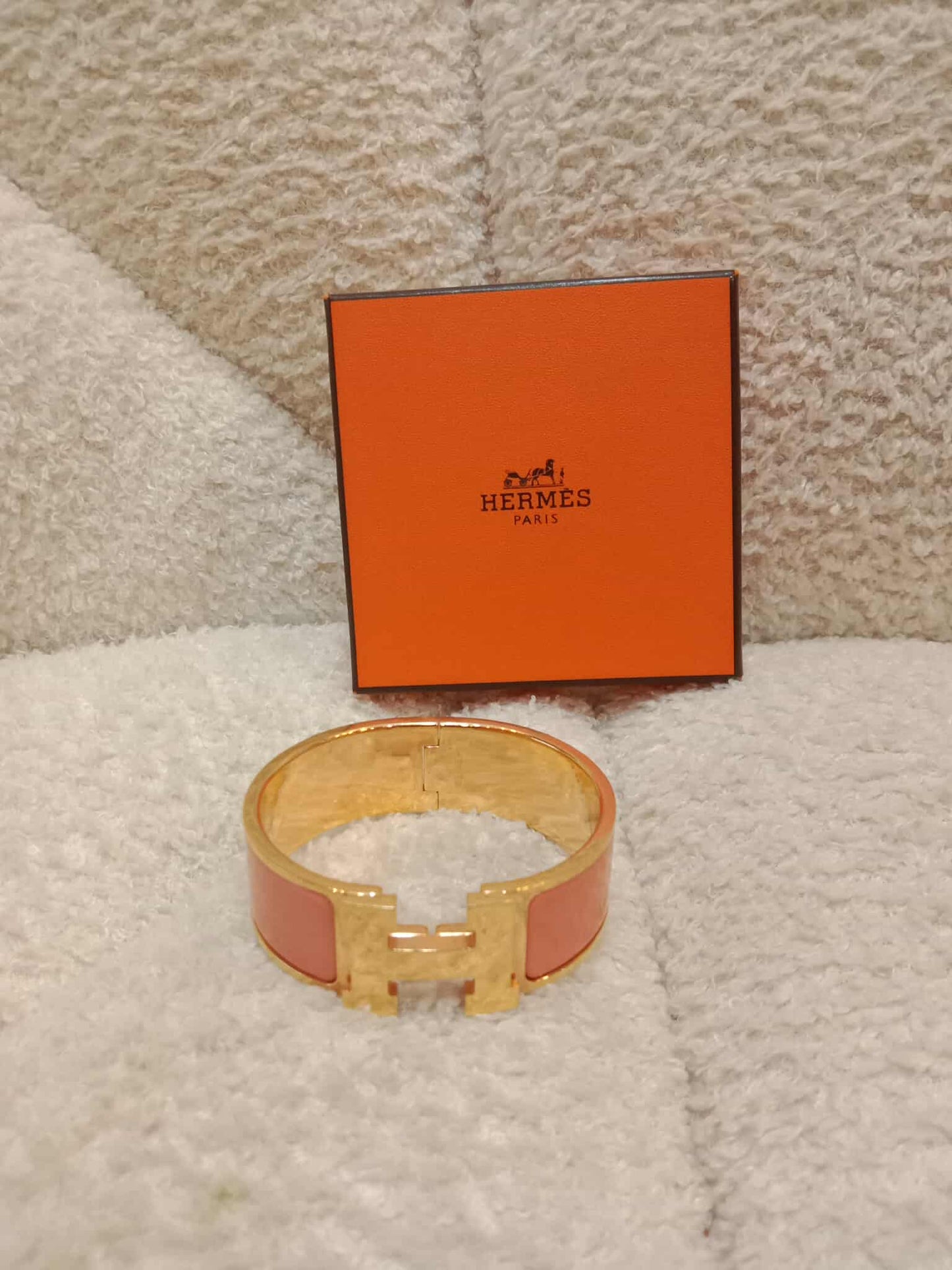 Hermes Clic Clac Bracelet Peach Gold-Plated Hardware