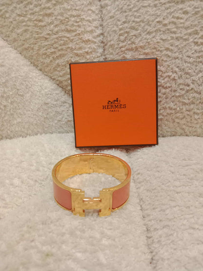 Hermes Clic Clac Bracelet Peach Gold-Plated Hardware