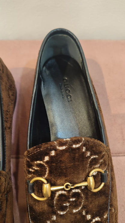 Gucci Loafer Velvet Brown Size 37 1/2