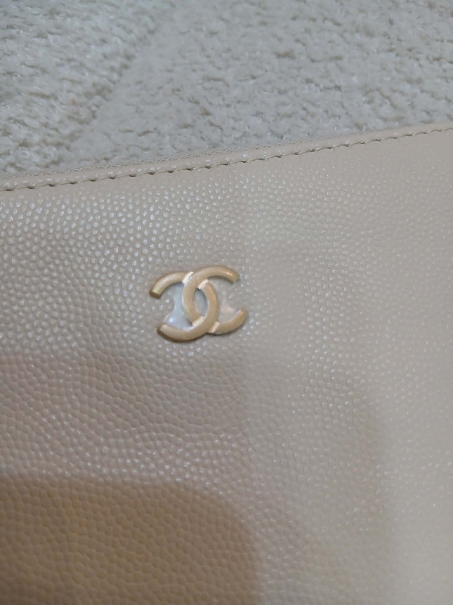 Chanel 25 Beige Caviar Medium Microchipped