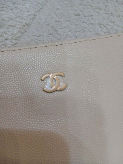Chanel 25 Beige Caviar Medium Microchipped