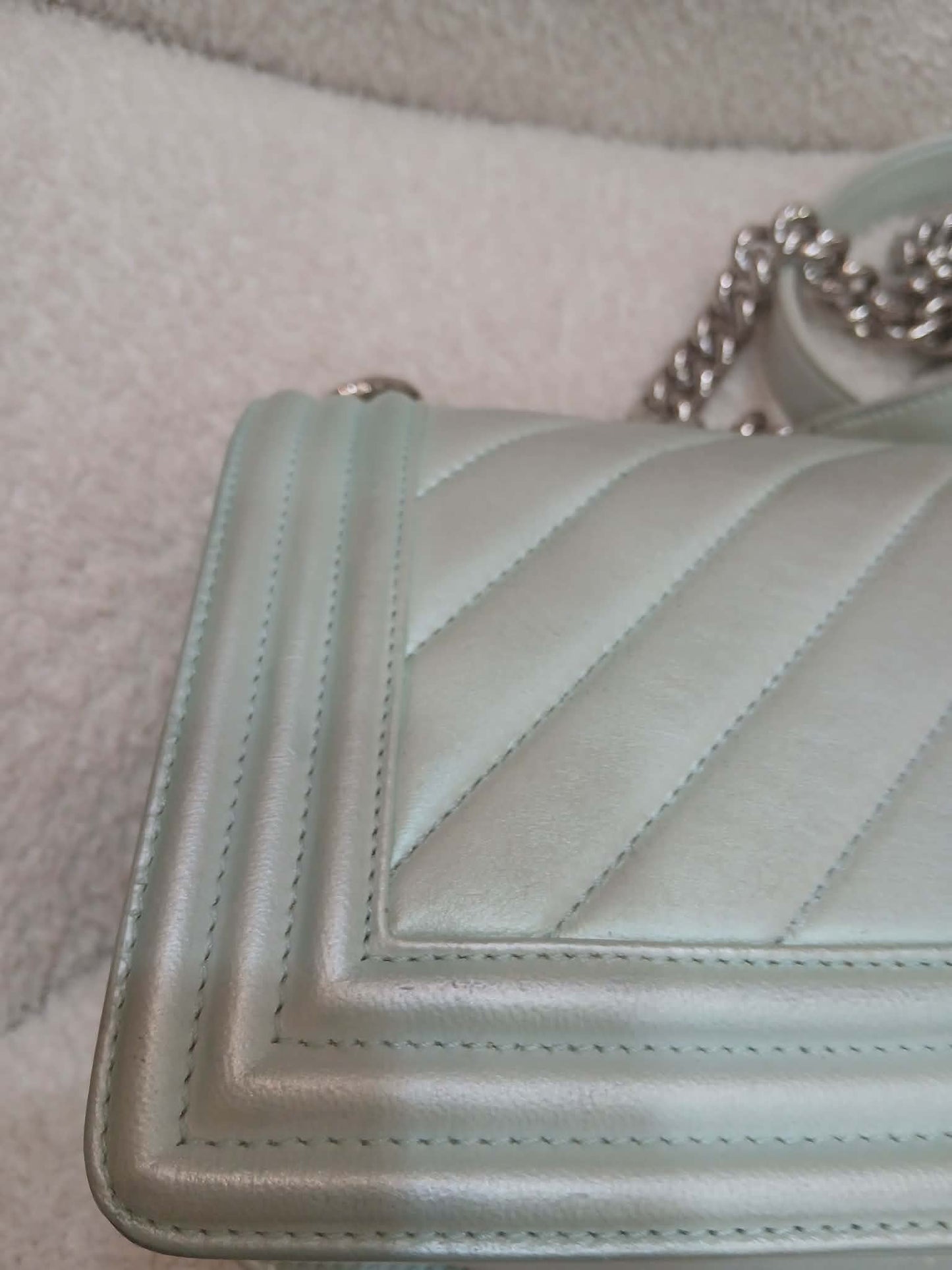 Chanel Leboy Chevron Iridescent Green Old Medium Series 25