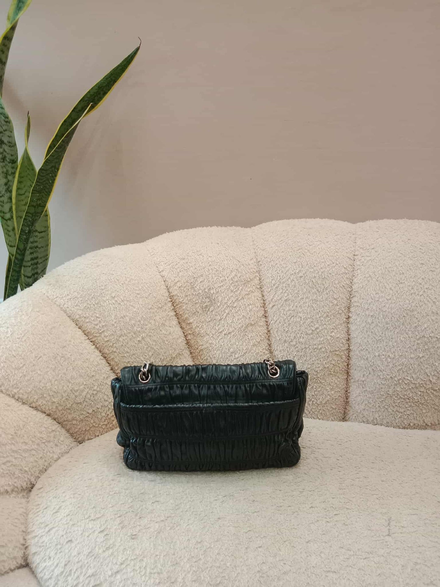 Prada Women's Leather Gaufre Black