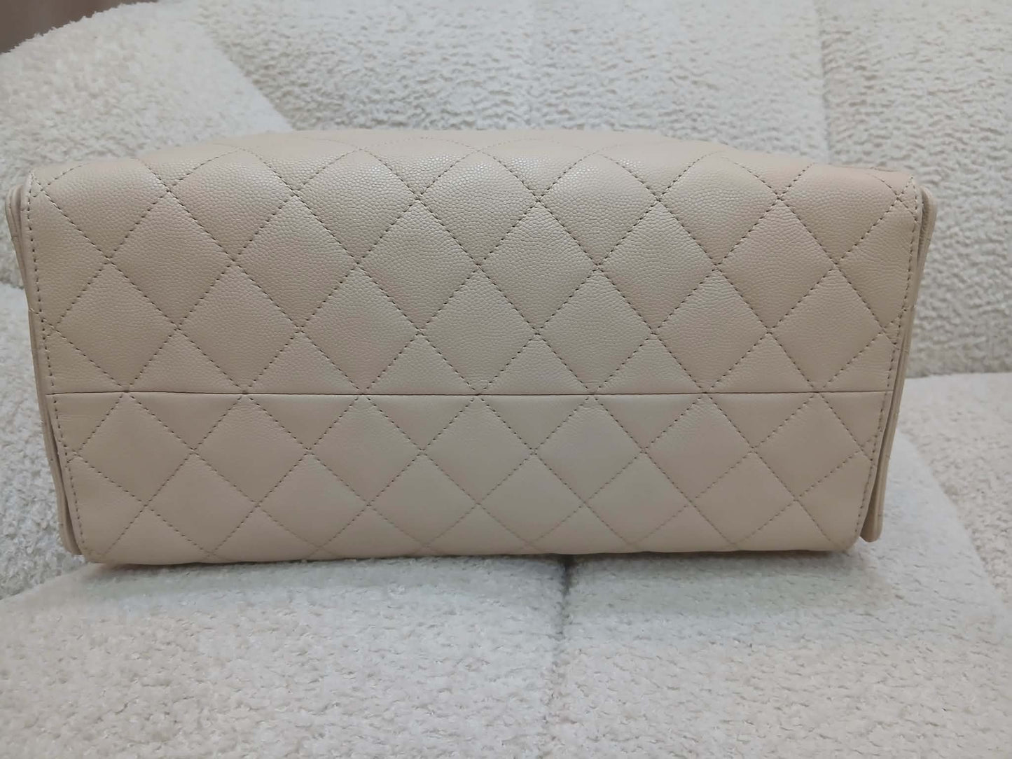 Chanel 25 Beige Caviar Medium Microchipped
