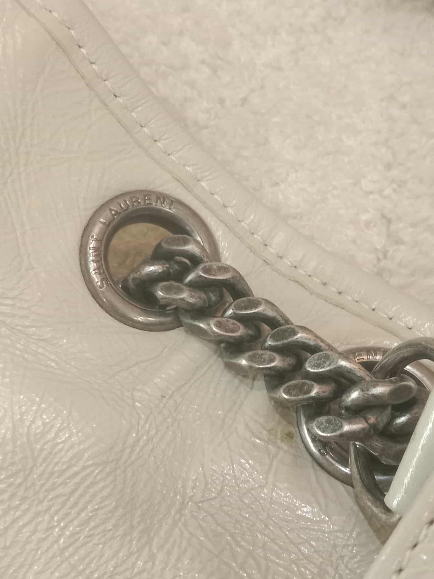 Saint Laurent Niki Medium Shoulder Bag in White Quilted Calfskin