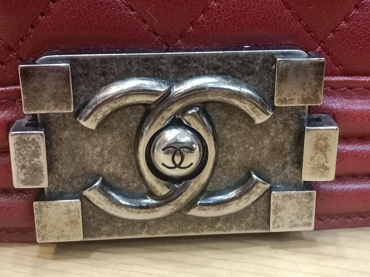 Chanel Le Boy Bag Red Lambskin Medium Series 18