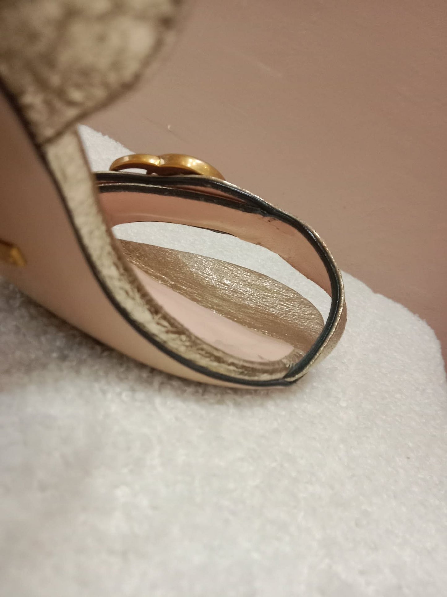 Gucci GG Marmont Sandals Metallic Gold Size 36