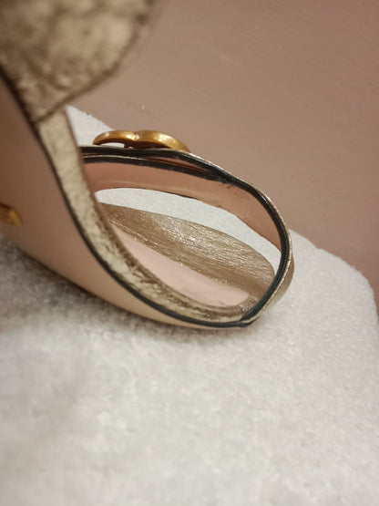 Gucci GG Marmont Sandals Metallic Gold Size 36