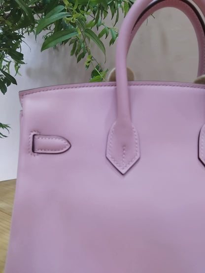 Hermes Birkin 25 Mauve Sylvestre Swift Rose Gold Hardware Stamp W 2024