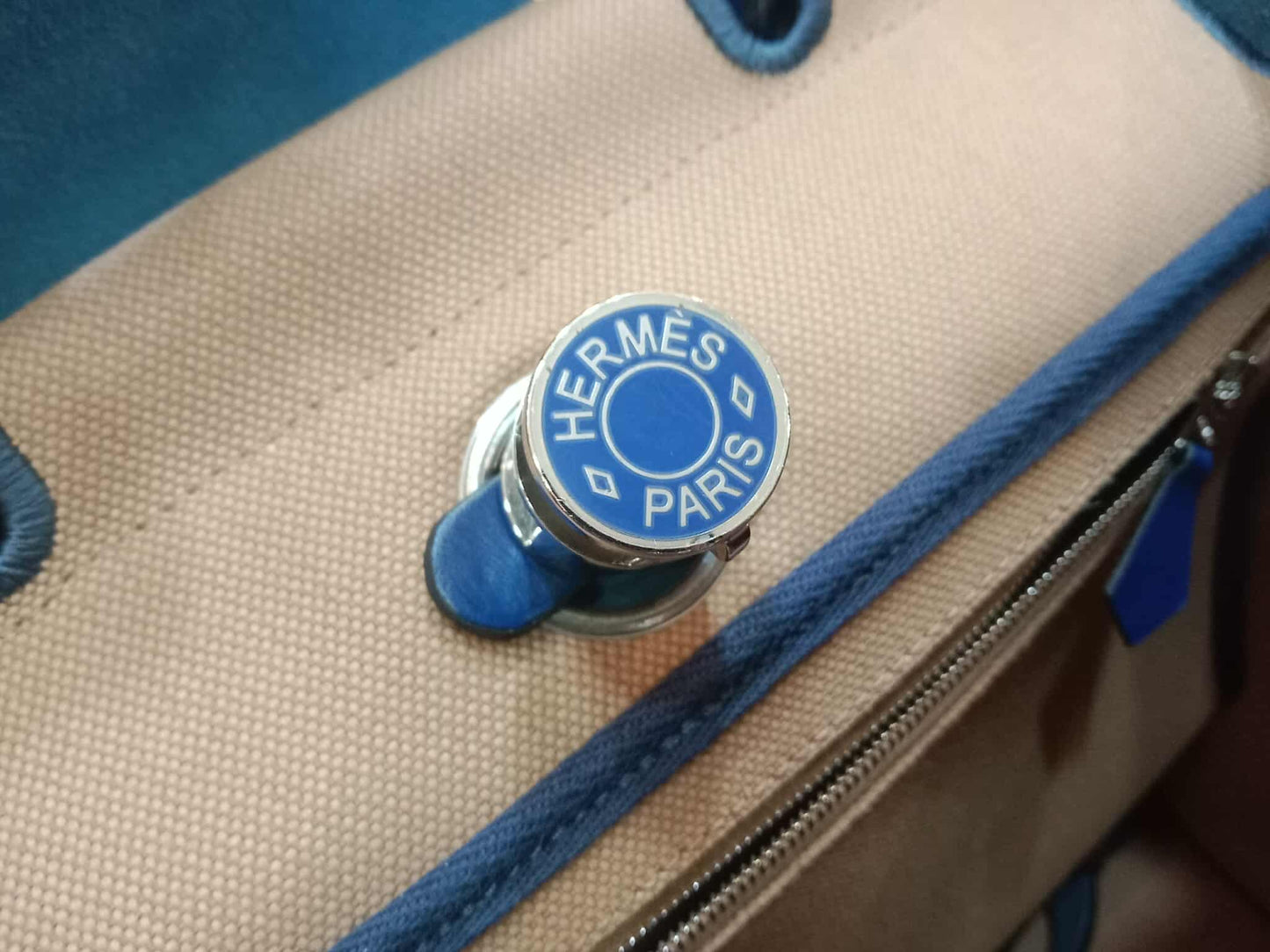 Hermes Herbag Ado Zip Backpack Canvas Bicolor Tan/Blue Stamp U 2022