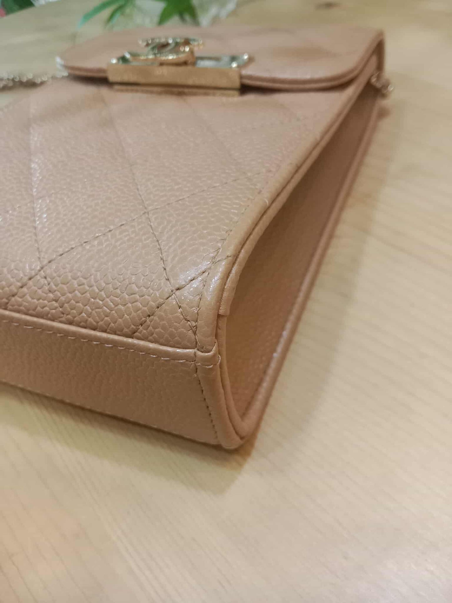 Chanel Golden Class Phone Holder Caviar Crossbody Bag Beige Series 25