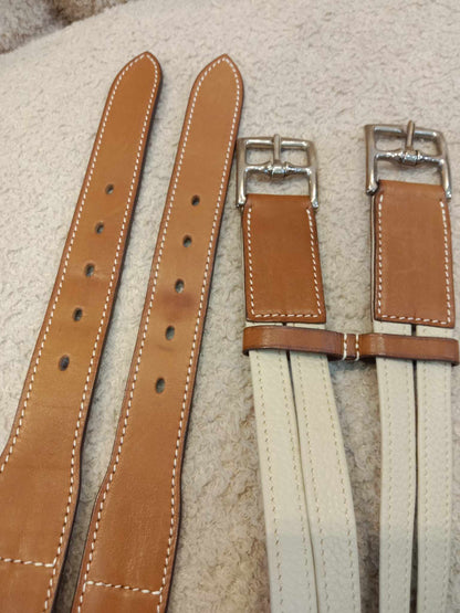 Hermes Double Entriviere Belt Beige Brown Stamp M Square 2009