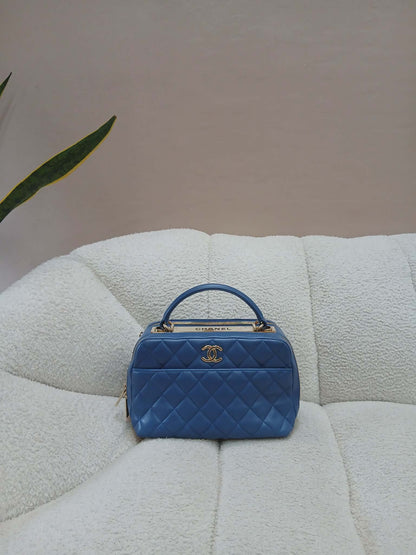 Chanel Quilted Trendy CC Bowler Bag Lambskin Blue Series 23