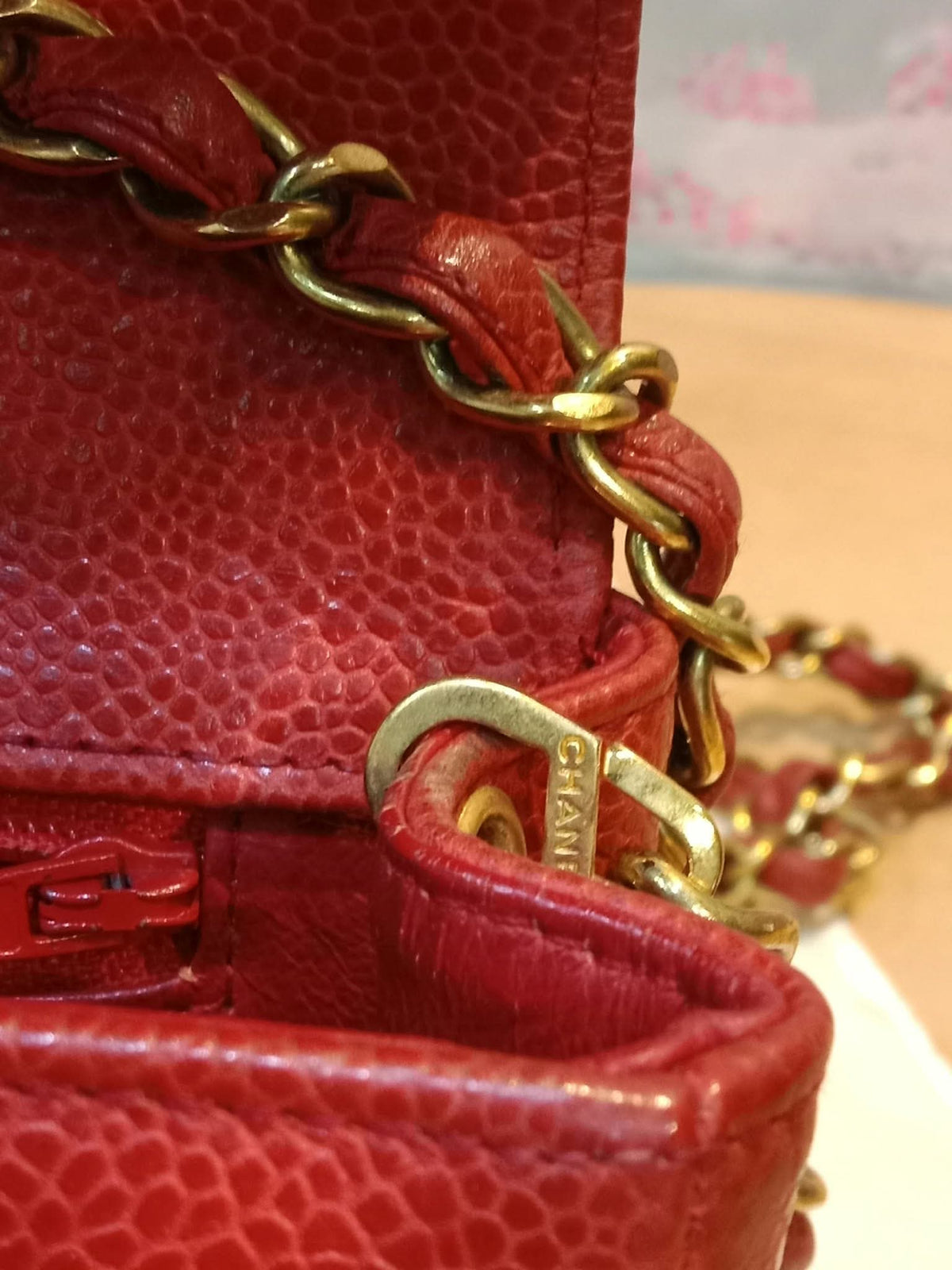 Chanel Diana Quilted Caviar Leather Red Series 2