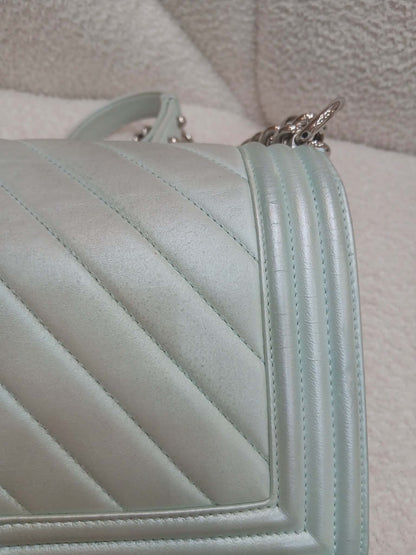 Chanel Leboy Chevron Iridescent Green Old Medium Series 25