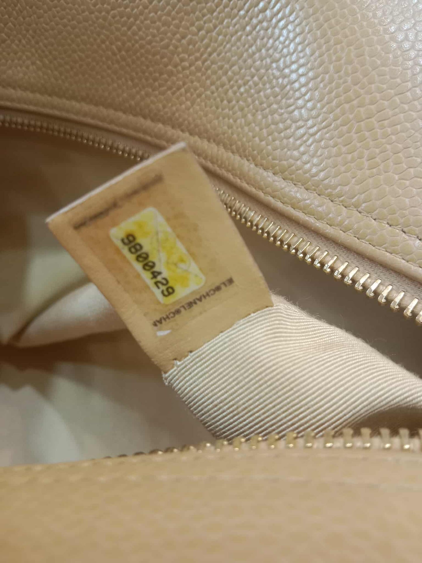 Chanel Bowling Bag Beige Caviar Series 9