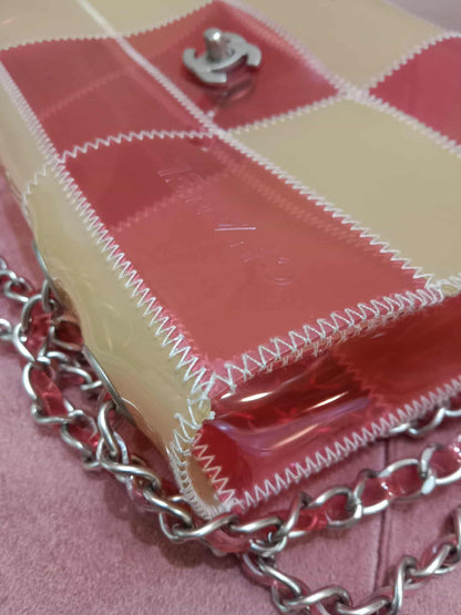 Chanel PVC Patchwork Stitched Flap Bag Beige/Pink Series 5