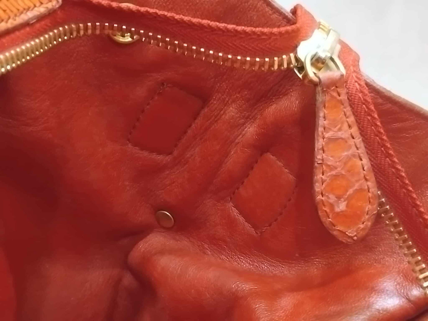 Celine Python Snakeskin Luggage Envelope Tote Bag Orange