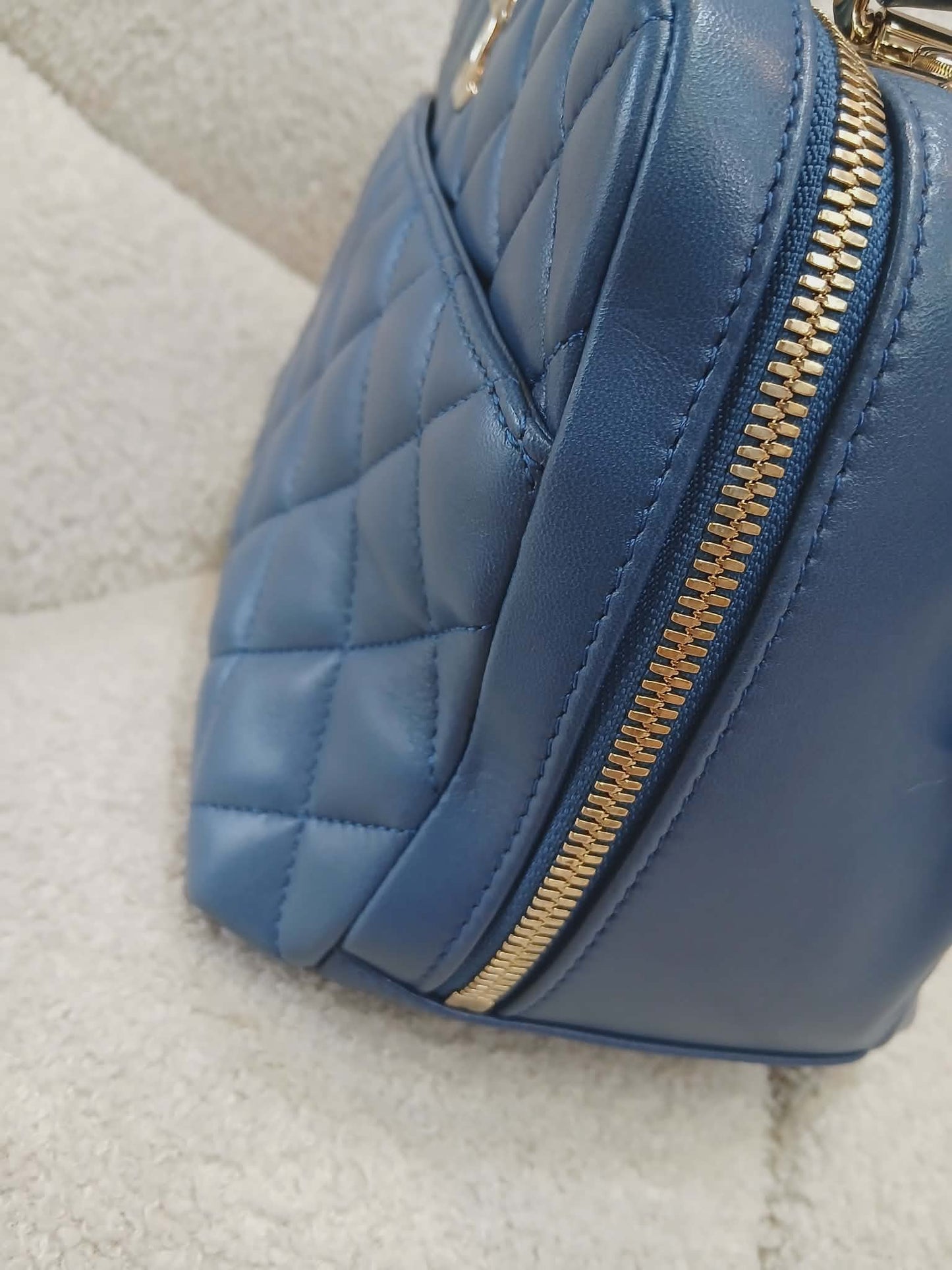 Chanel Quilted Trendy CC Bowler Bag Lambskin Blue Series 23