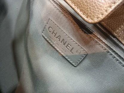 Chanel Cerf Executive Tote in Neutral Taupe Color CC Turnlock Closure Series 17