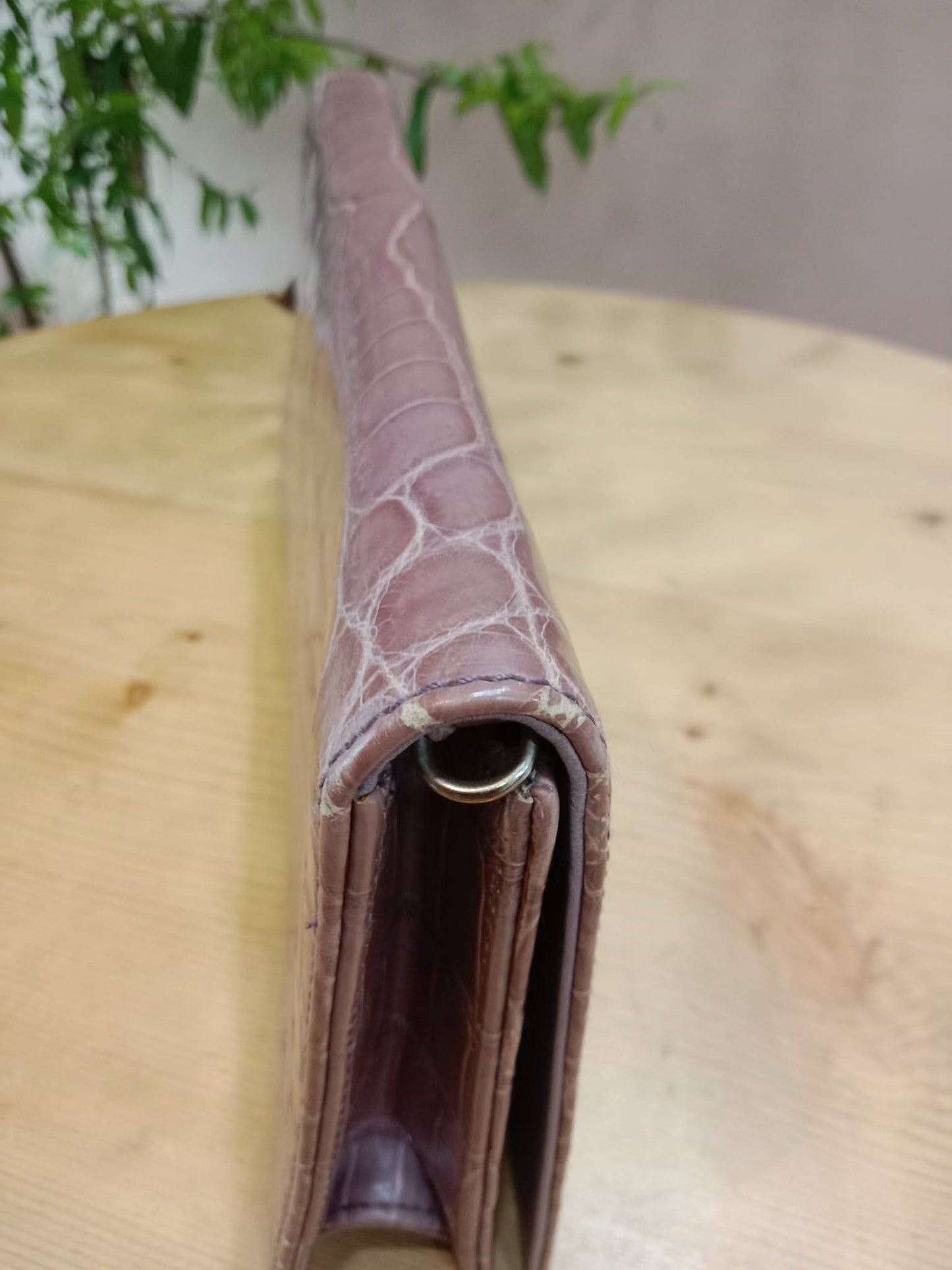 Dior Crocodile Embossed Mauve Clutch