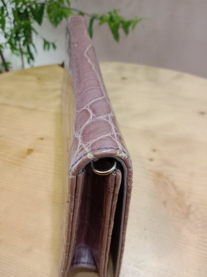 Dior Crocodile Embossed Mauve Clutch