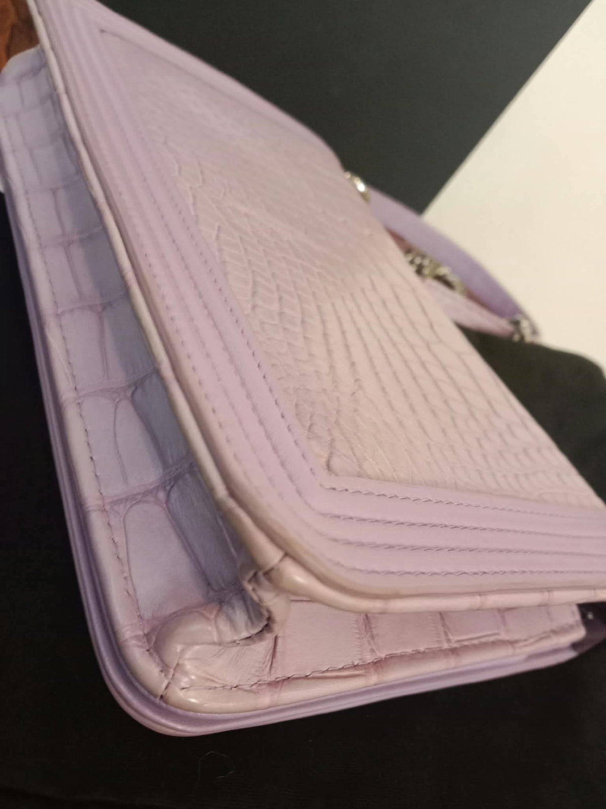 Chanel Boy Flap Wallet on Chain Crocodile Lavender Series 20