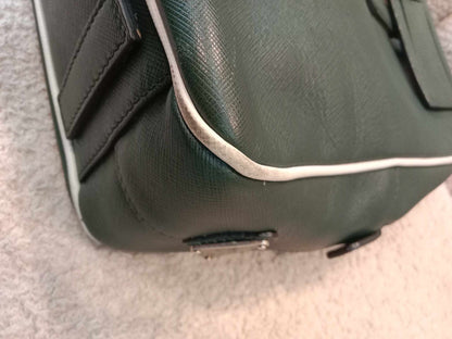 Prada Dark Green Leather Classic Laptop Bag