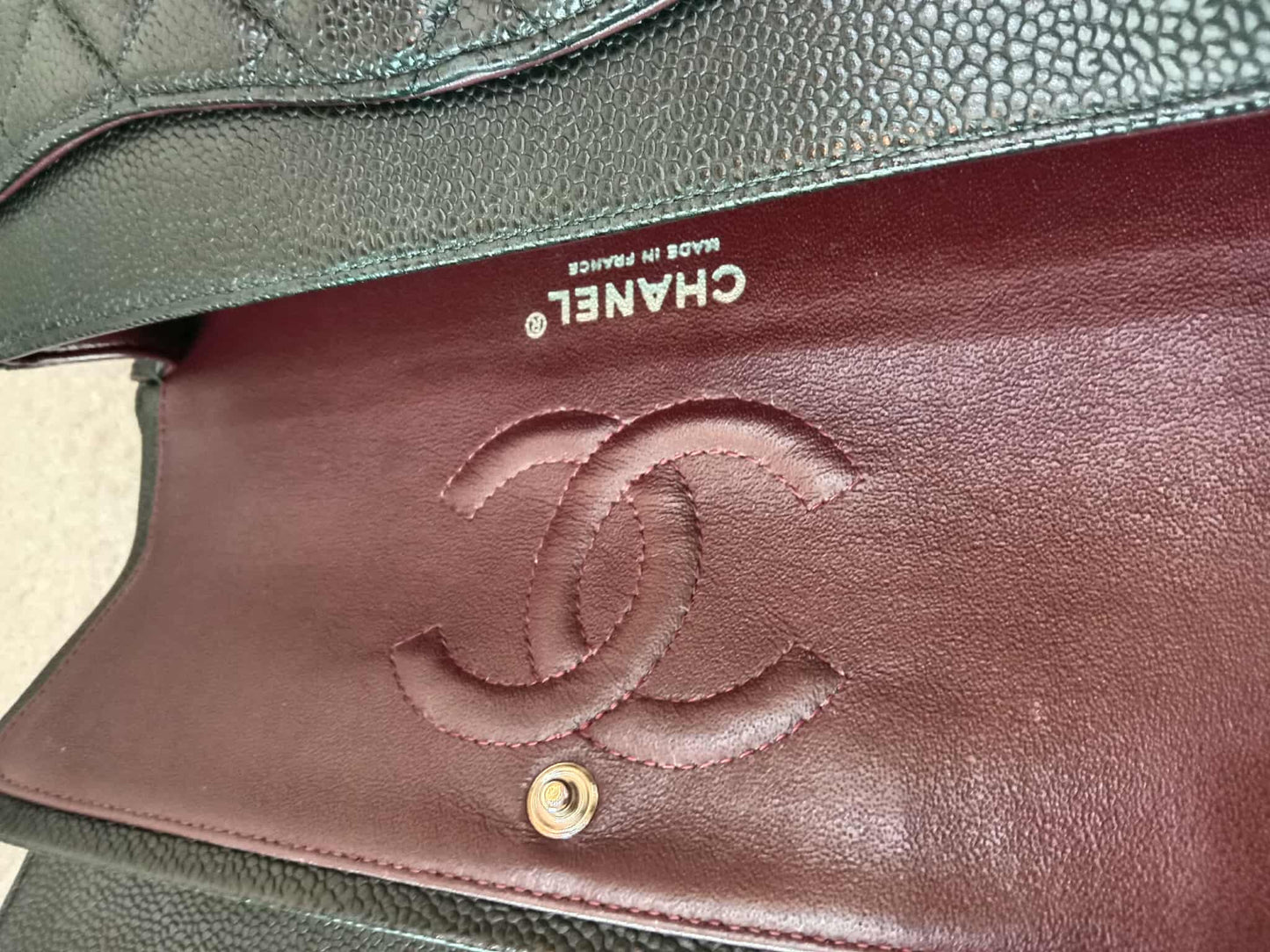 Chanel Classic Double Flap Medium Black Caviar Series 19