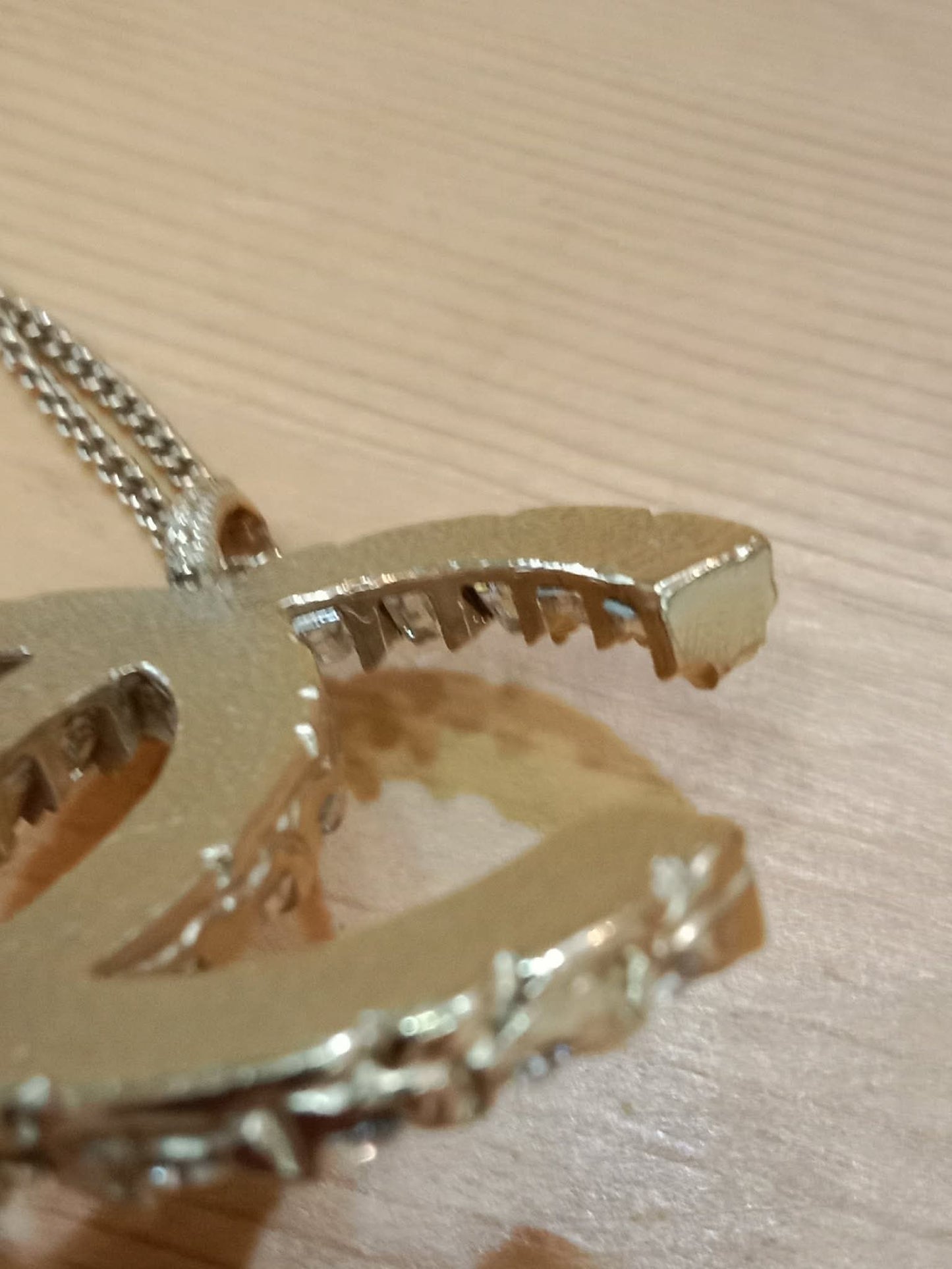 Chanel Crystal CC Pendant Crystal Necklace Silver