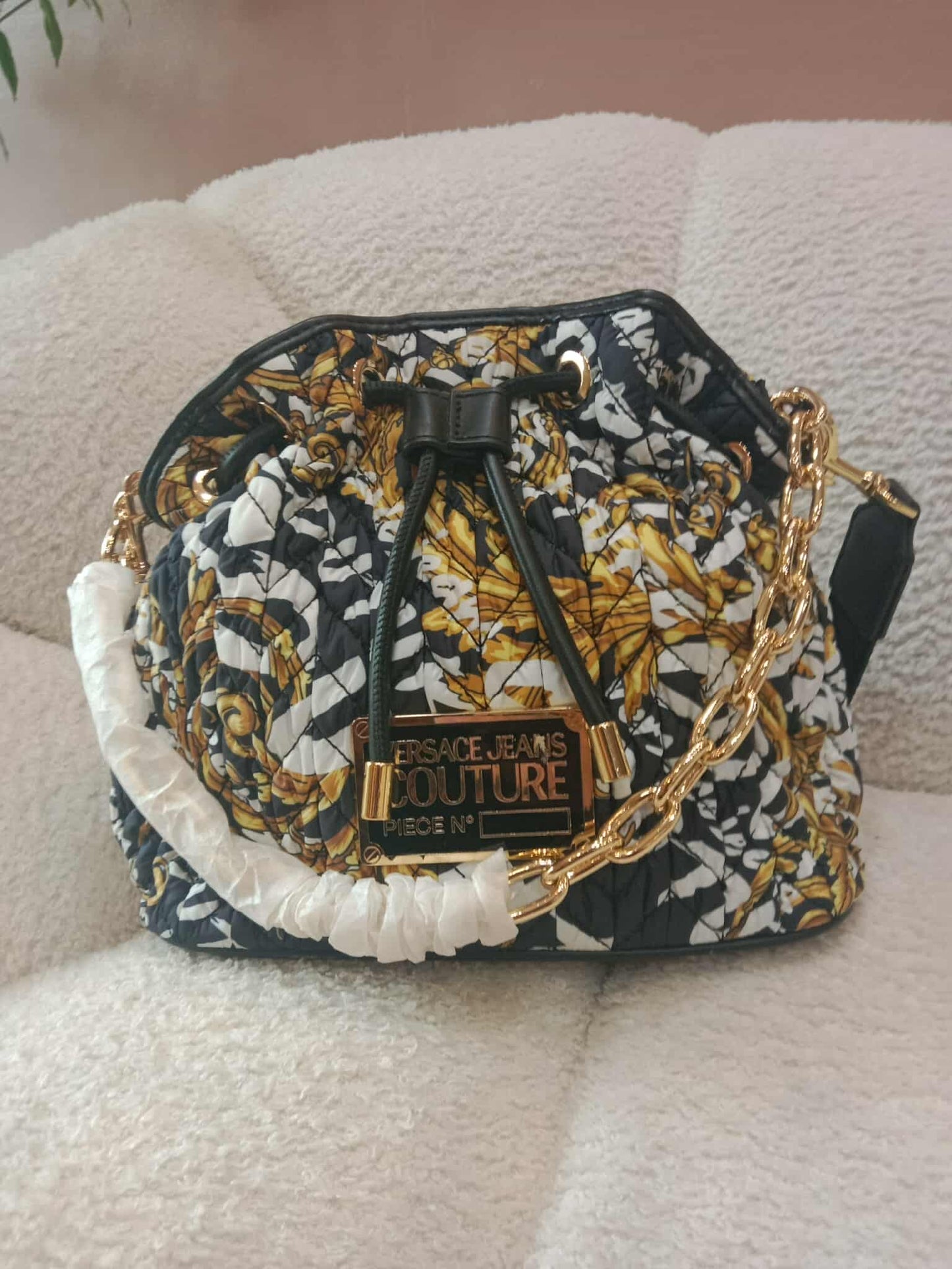 Versace Jeans Couture Crunchy Bucket Bag Baroque Print