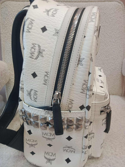 MCM Stark Side Studs Backpack Black and White
