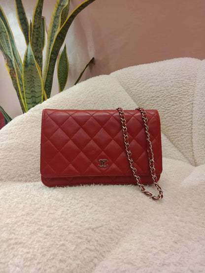 Chanel Classic Wallet On Chain Red Lambskin Series 16