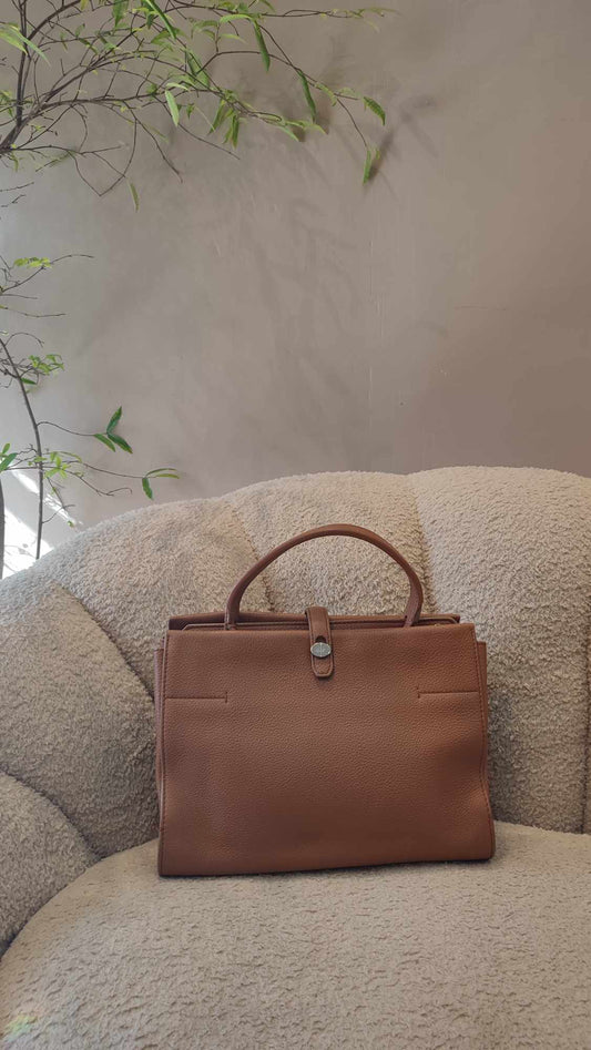 Loro Piana Odessa Cluisee Top Handle Brown Bag