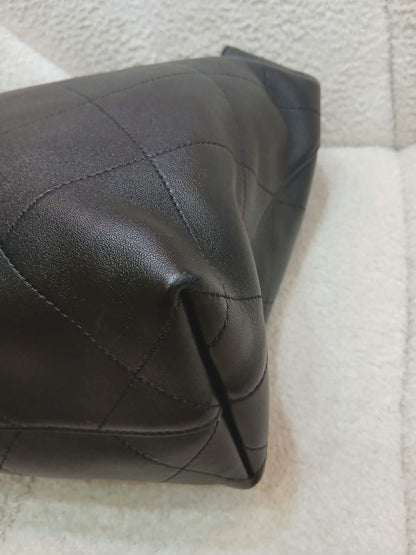 Chanel Hobo Bag Shiny Calfskin Black Microchipped Fullset