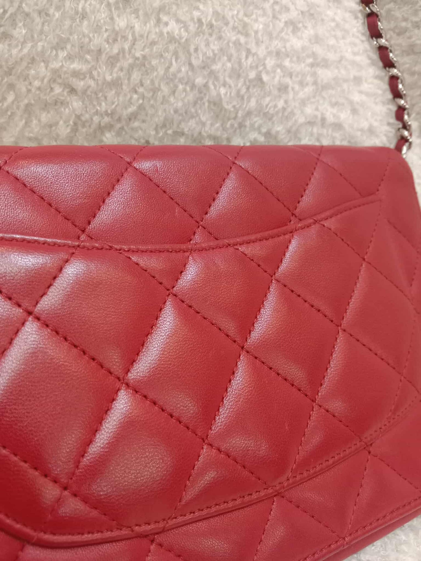 Chanel Classic Wallet On Chain Red Lambskin Series 16