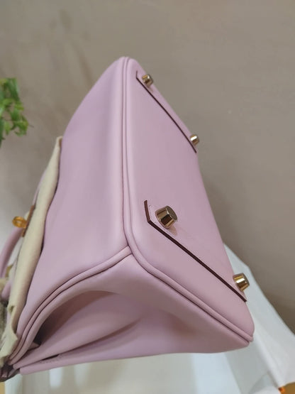 Hermes Birkin 25 Mauve Sylvestre Swift Rose Gold Hardware Stamp W 2024
