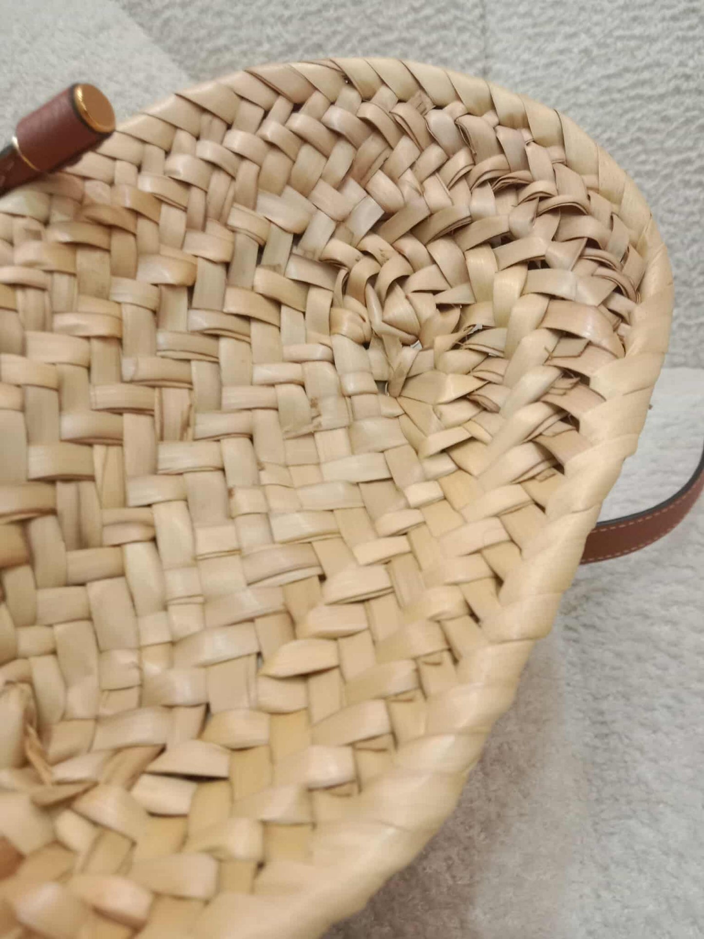 Chloe Marcie Leather Trimmed Raffia Basket Bag Tan