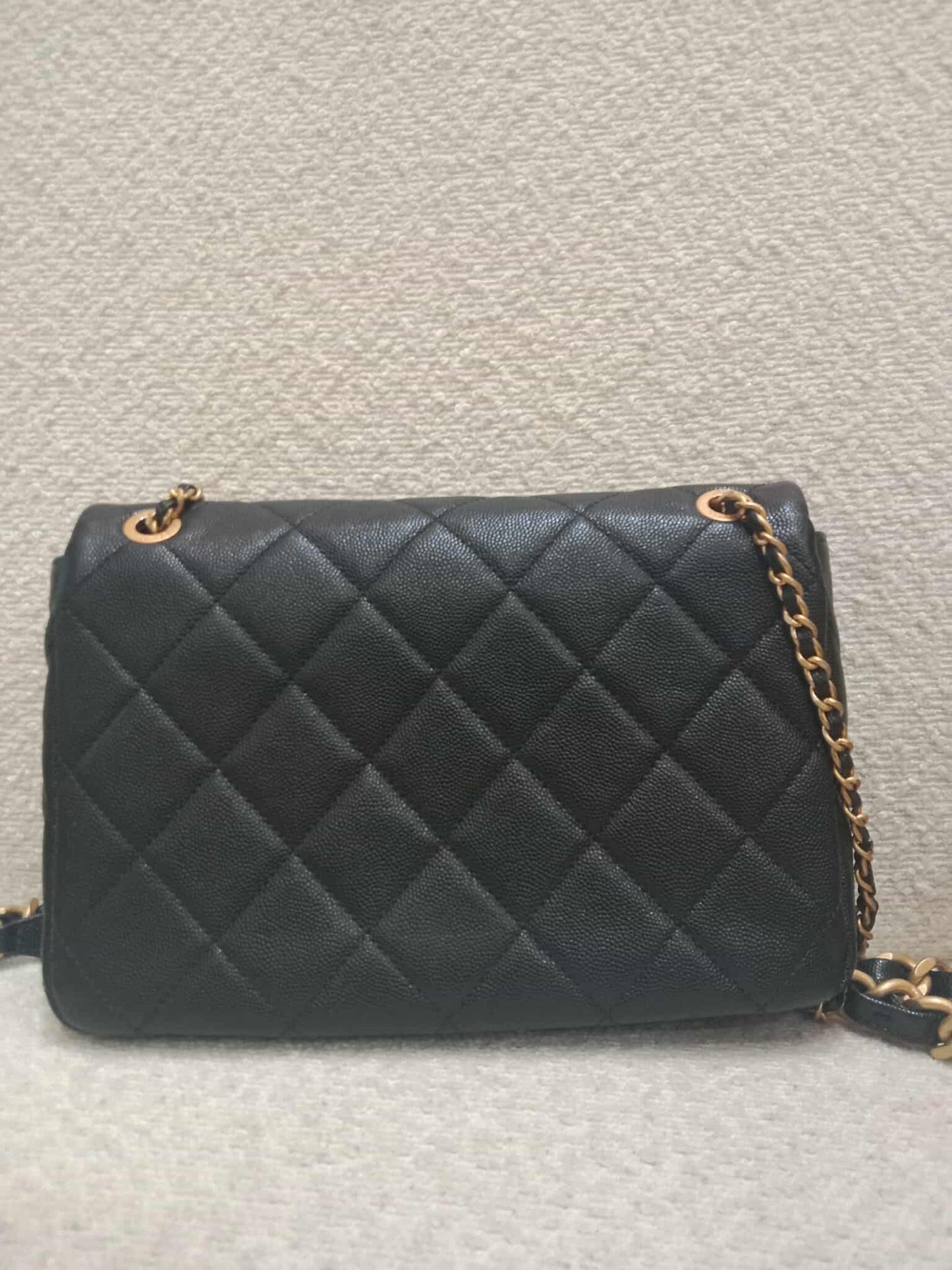 Chanel Seasonal Flap Caviar Black Microchipped