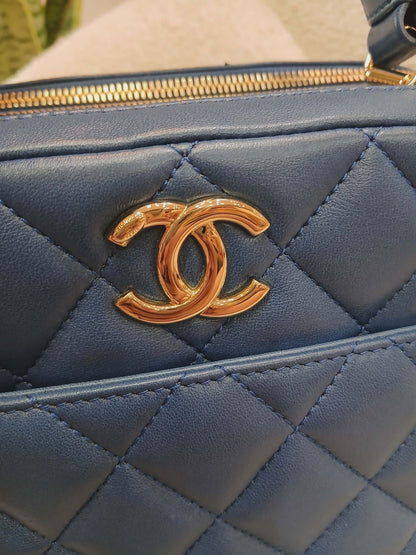 Chanel Quilted Trendy CC Bowler Bag Lambskin Blue Series 23