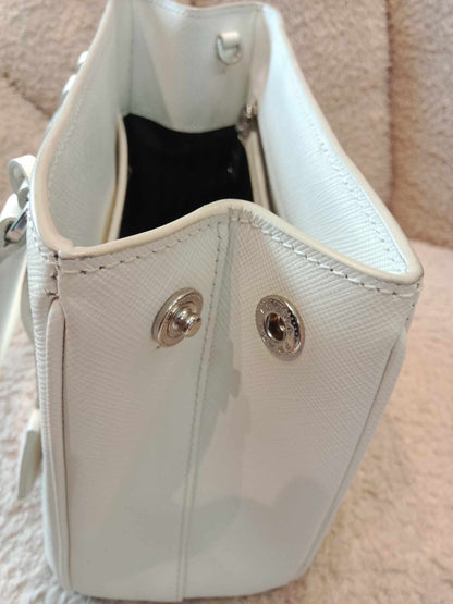 Prada Saffiano White Mini Galleria Tote