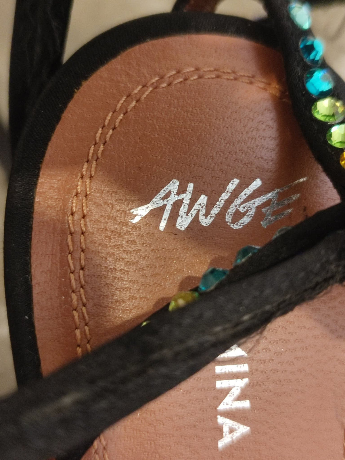 Amina Muaddi x AGWE Rainbow LSD Glasi Heeled Sandals Size 36 Black