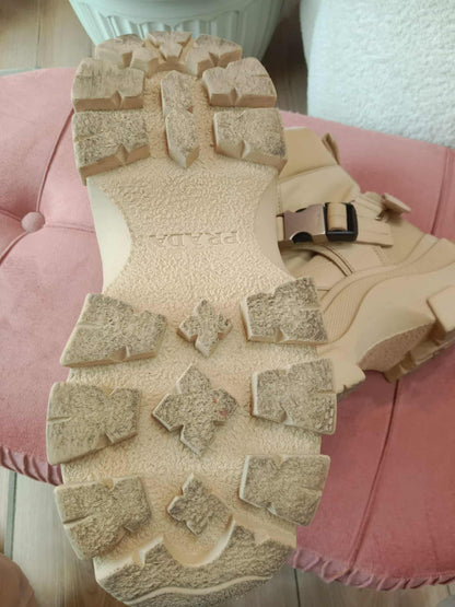 Prada Monolith Boots Beige Size 38